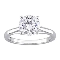 Womens Lab Created White Moissanite 10K Gold Solitaire Engagement Ring