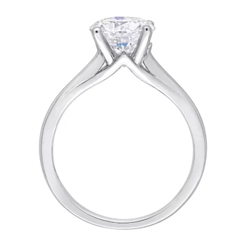 Womens Lab Created White Moissanite 10K Gold Solitaire Engagement Ring