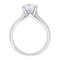 Womens Lab Created White Moissanite 10K Gold Solitaire Engagement Ring