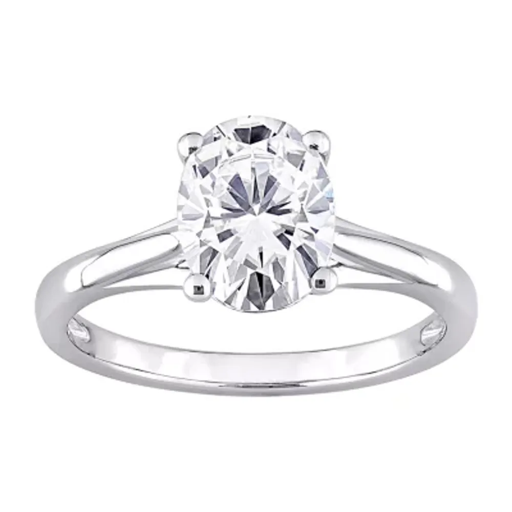 Womens Lab Created White Moissanite 10K Gold Solitaire Engagement Ring
