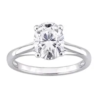 Womens Lab Created White Moissanite 10K Gold Solitaire Engagement Ring