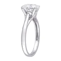 Womens Lab Created White Moissanite 10K Gold Solitaire Engagement Ring