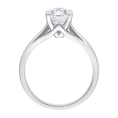 Womens Lab Created White Moissanite 10K Gold Solitaire Engagement Ring