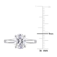 Womens Lab Created White Moissanite 10K Gold Solitaire Engagement Ring