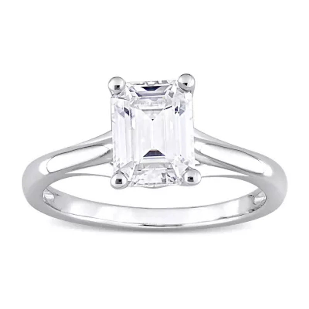 Womens Lab Created White Moissanite 10K Gold Solitaire Engagement Ring