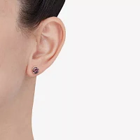 Lab Created White Cubic Zirconia 14K Gold 14K Gold Over Silver Round Stud Earrings