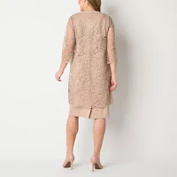 Maya Brooke Womens Embellished Jacket Dress