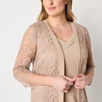 Maya Brooke Womens Embellished Jacket Dress