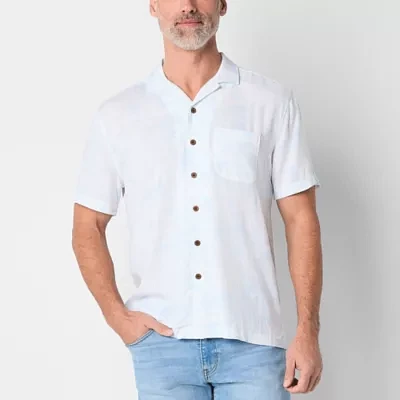 St. John's Bay Camp Mens Classic Fit Short Sleeve Button-Down Shirt