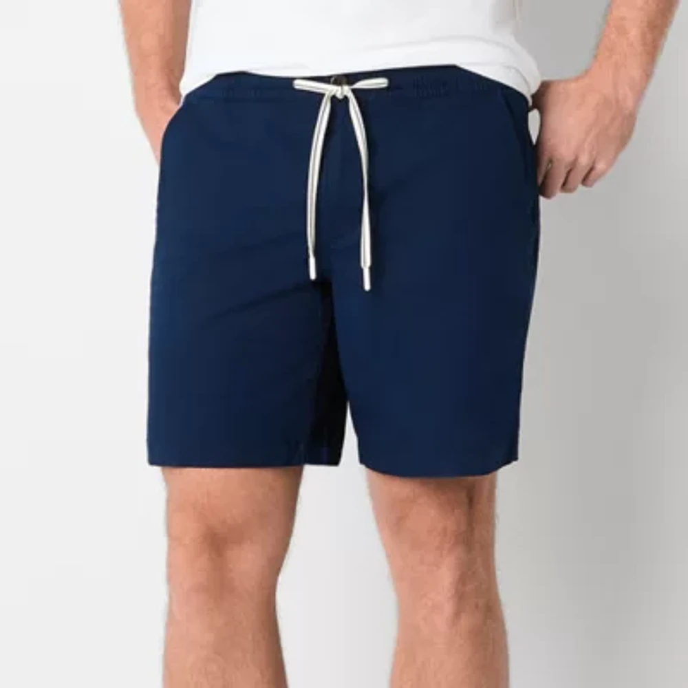 St. John's Bay Poplin 8" Mens Drawstring Waist Deck Short