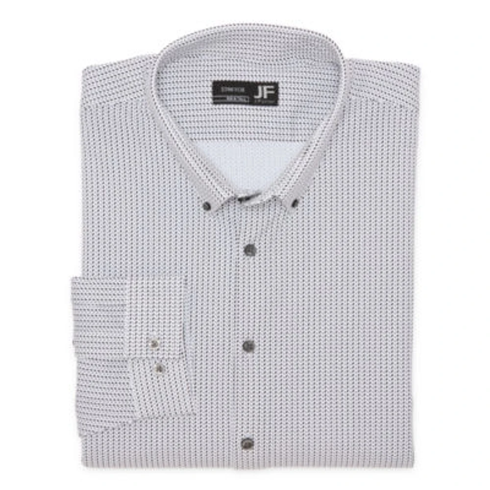 J. Ferrar 360 Stretch Mens Big Regular Fit Easy Care Knit Long Sleeve Dress Shirt