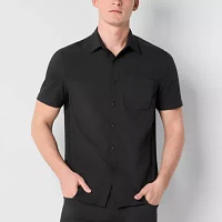 Stylus Mens Regular Fit Short Sleeve Textured Button-Down Shirt