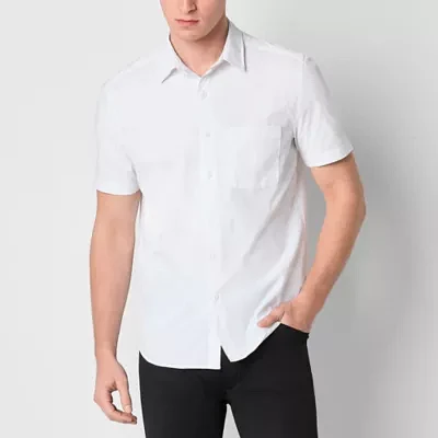Stylus Mens Regular Fit Short Sleeve Textured Button-Down Shirt