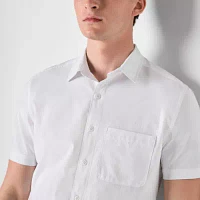 Stylus Mens Regular Fit Short Sleeve Textured Button-Down Shirt