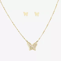 Arizona Gold Tone Stud Earrings & Pendant Necklace Gold Tone Butterfly 2-pc. Jewelry Set