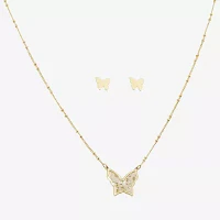 Arizona Gold Tone Stud Earrings & Pendant Necklace Gold Tone Butterfly 2-pc. Jewelry Set