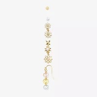 Arizona Gold Tone Stud & Drop Gold Tone Flower 6 Pair Earring Set