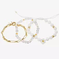 Arizona Gold Tone Beaded & Charm Womens 3-pc. Bracelet Set