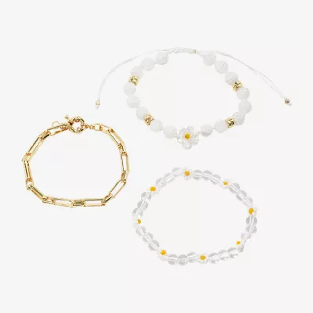 Arizona Gold Tone Beaded & Charm Womens 3-pc. Bracelet Set