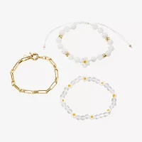 Arizona Gold Tone Beaded & Charm Womens 3-pc. Bracelet Set