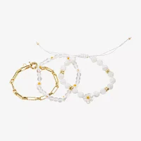 Arizona Gold Tone Beaded & Charm Womens 3-pc. Bracelet Set