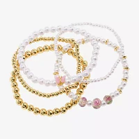 Arizona Gold Tone Beaded Stretch Womens 5-pc. Bracelet Set
