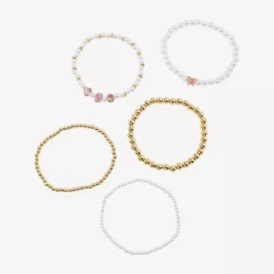 Arizona Gold Tone Beaded Stretch Womens 5-pc. Bracelet Set