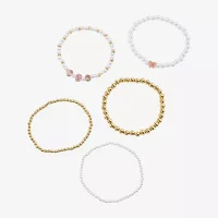 Arizona Gold Tone Beaded Stretch Womens 5-pc. Bracelet Set