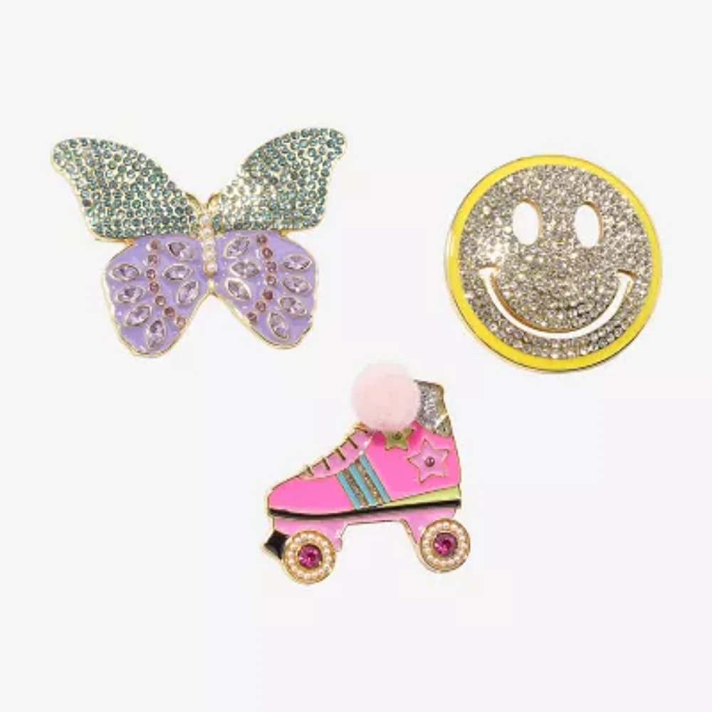 Arizona Butterfly Smiley Face & Roller Skate Crystal Pin