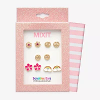 Mixit Girls Flower Hypoallergenic 3 Pair Earring Set