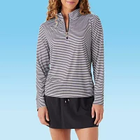Stella Parker Striped Swimsuit Cover-Up Tops