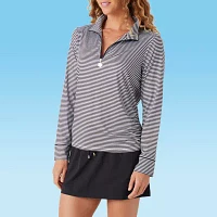 Stella Parker Striped Swimsuit Cover-Up Tops