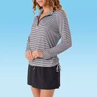 Stella Parker Striped Swimsuit Cover-Up Tops