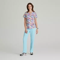 Skechers Skt021 Essence T 3-Pocket Print Womens V Neck Short Sleeve Tag Free Stretch Fabric Moisture Wicking Scrub Top