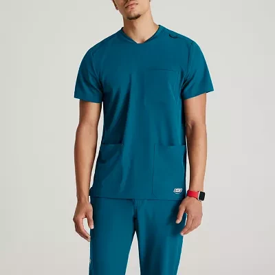 Skechers Skt193 Thesis 3-Pocket Round Neck Mens Big and Tall Tag Free Stretch Fabric Moisture Wicking Short Sleeve Scrub Top