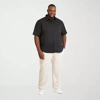 Van Heusen Stainshield Big and Tall Mens Regular Fit Short Sleeve Button-Down Shirt