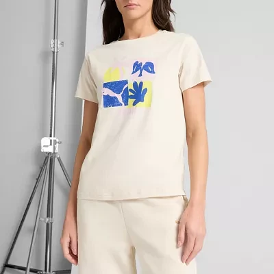 PUMA Womens Crew Neck Short Sleeve Graphic T-Shirt