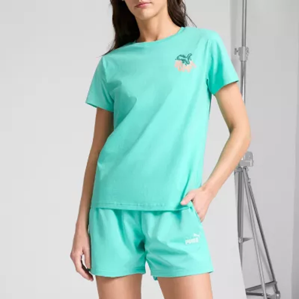 PUMA Womens Crew Neck Short Sleeve Graphic T-Shirt
