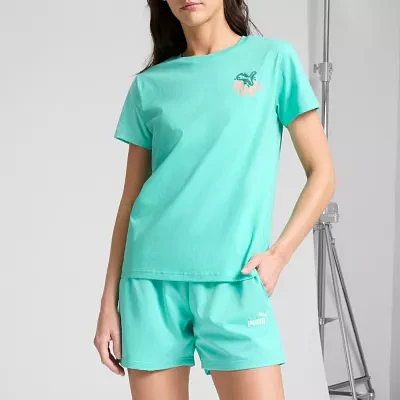 PUMA Womens Crew Neck Short Sleeve Graphic T-Shirt