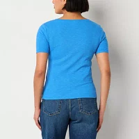 a.n.a Tall Womens Short Sleeve Henley Shirt
