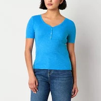 a.n.a Tall Womens Short Sleeve Henley Shirt