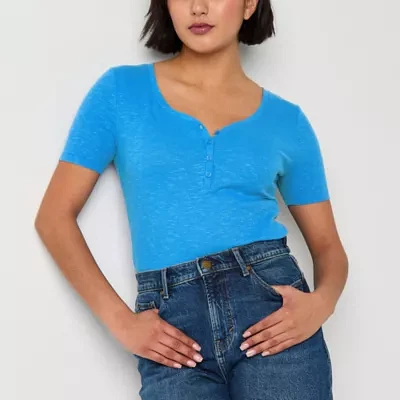 a.n.a Tall Womens Short Sleeve Henley Shirt