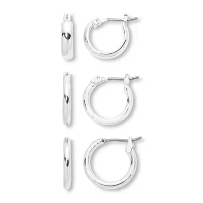 Mixit Hypoallergenic Silver-Tone 3-pr. Hoop Earring Set