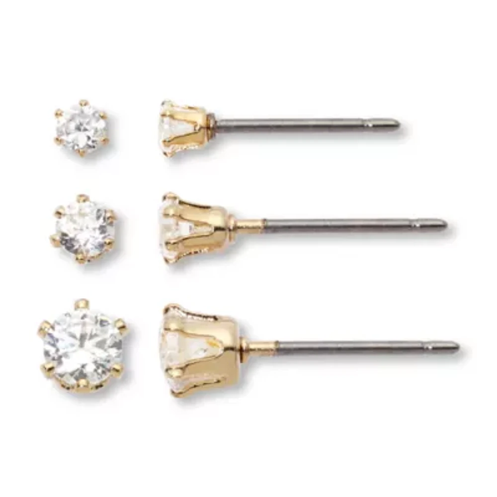 Mixit Hypoallergenic Gold Tone 3 Pair Earring Set