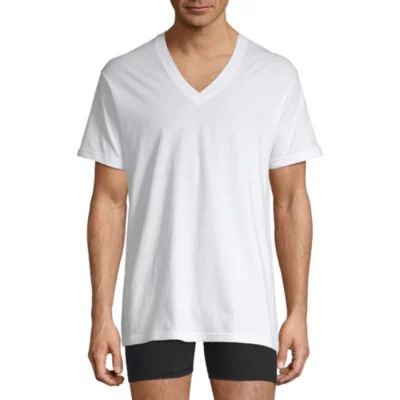 Stafford Ultra Soft Mens 4 Pack Short Sleeve V Neck T-Shirt Tall