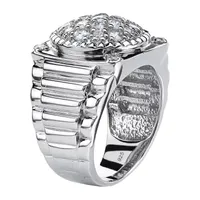 DiamonArt® Mens 1 5/8 CT. T.W. White Cubic Zirconia Platinum Over Silver Fashion Ring