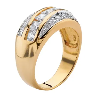 DiamonArt® Mens 1 1/3 CT. T.W. White Cubic Zirconia 14K Gold Over Silver Square Fashion Ring