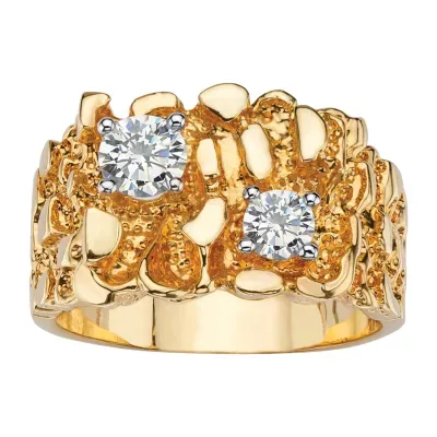 Mens 1 1/10 CT. T.W.  White Cubic Zirconia 14K Gold Over Brass Round Fashion Ring
