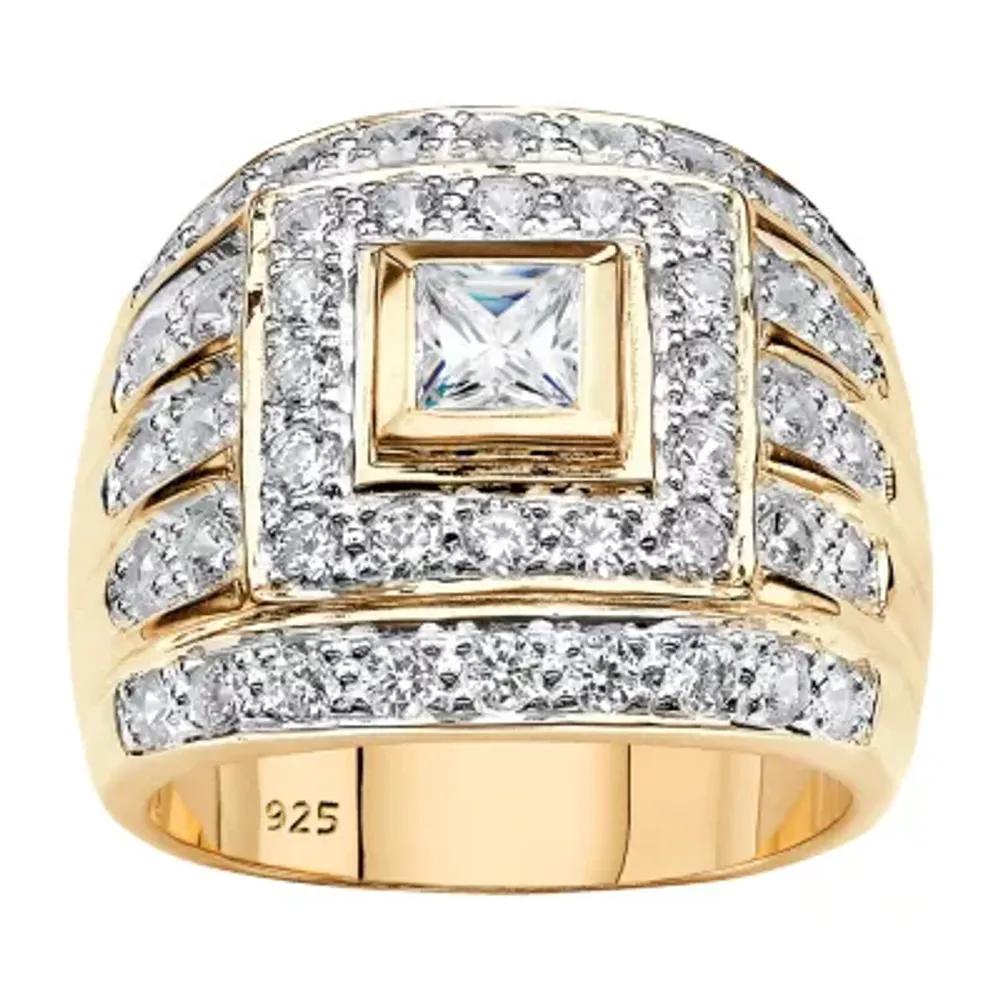 DiamonArt® Mens 3 CT. T.W. White Cubic Zirconia 14K Gold Over Silver Square Fashion Ring