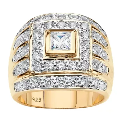 DiamonArt® Mens 3 CT. T.W. White Cubic Zirconia 14K Gold Over Silver Square Fashion Ring